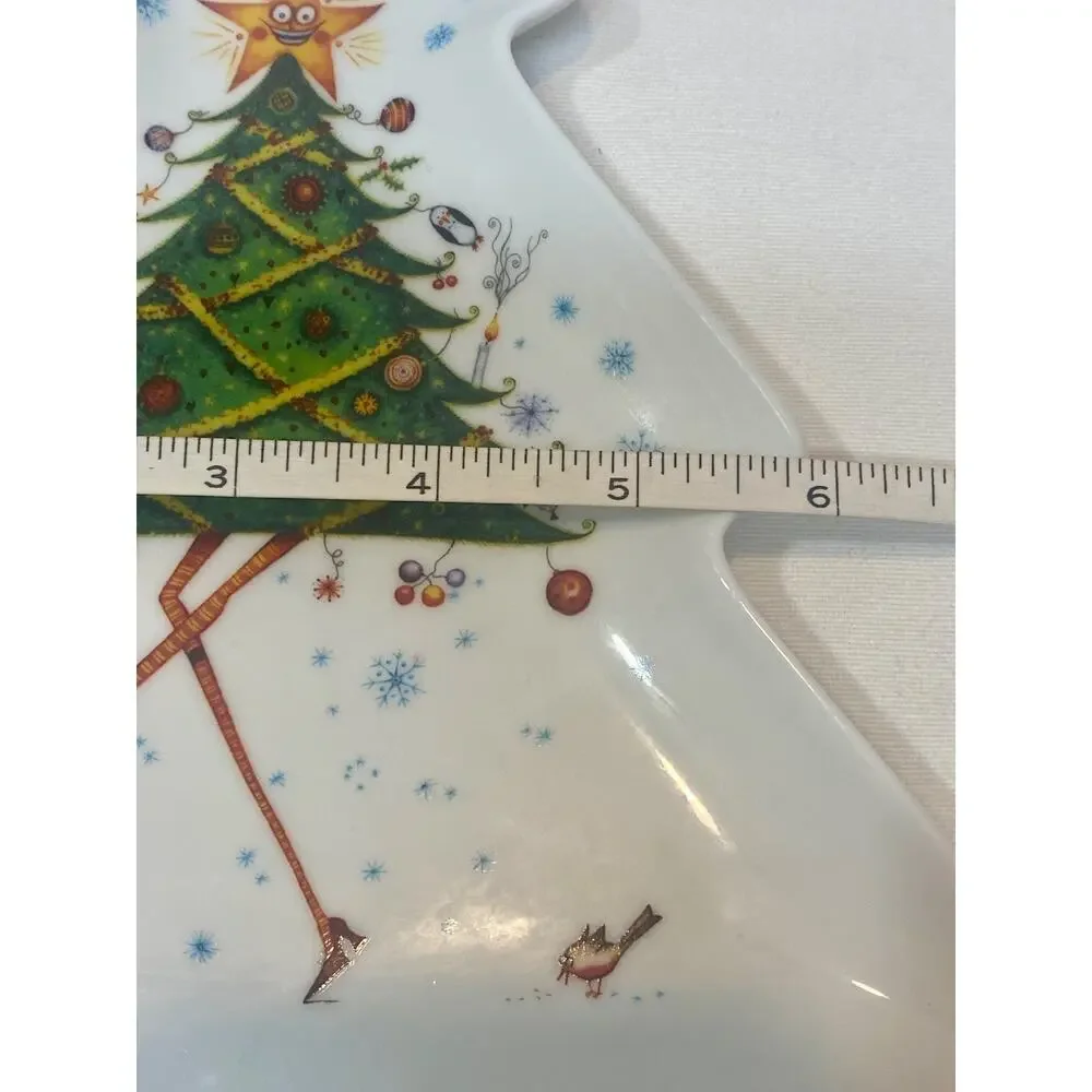 Royal Worcester Clare Mackie Christmas Tree Plate Platter Serving Dish 2005